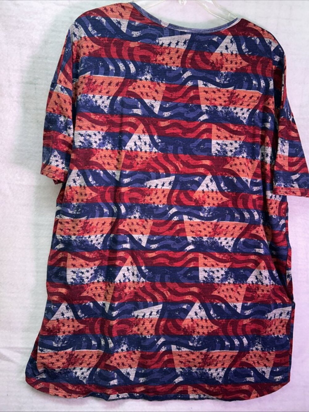 LuLaRoe Womens Sz S Irma Tunic Top; Short Sleeve Red White & Blue Hi-lo - Picture 5 of 8